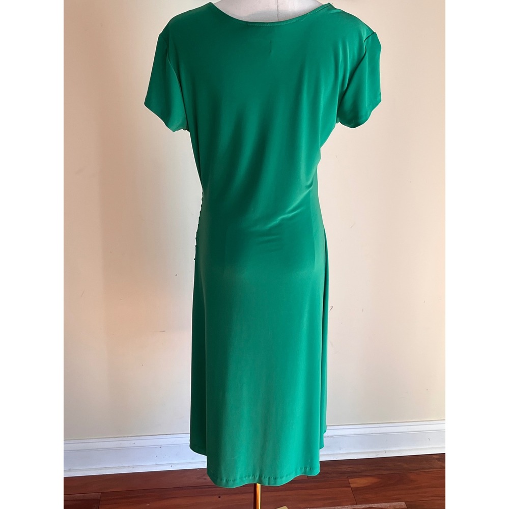 Janine London Paris New York Green Draped Ruched Jersey Dress Vintage Large - Picture 6 of 6